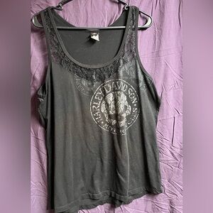 Harley-Davidson Black Lace Yoke Tank Top with Willie G Logo